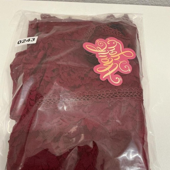 Sweet Wanderer Red Lace Peplum Top Mock Neck Short Sleeve Women Size S - Picture 8 of 8